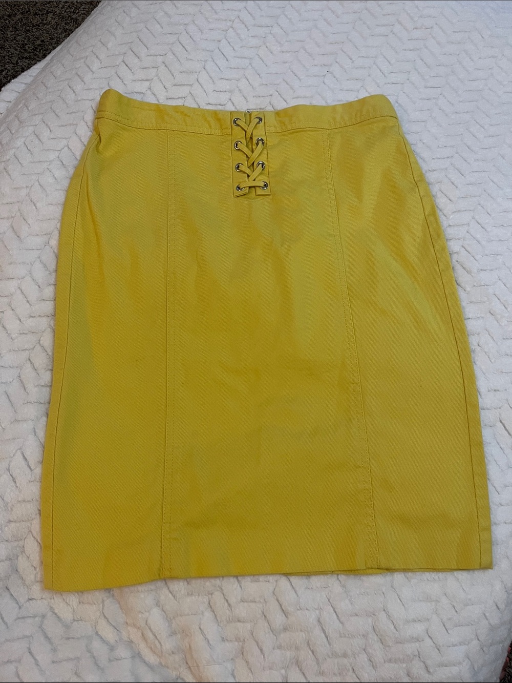 Talbots Lemon Yellow Denim Pencil Skirt